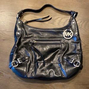 Michael Kors Black Handbag with Metal Detailing